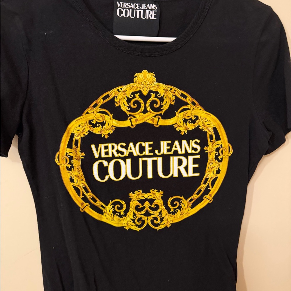 Versace Jeans Couture Black Tee with Gold Accents